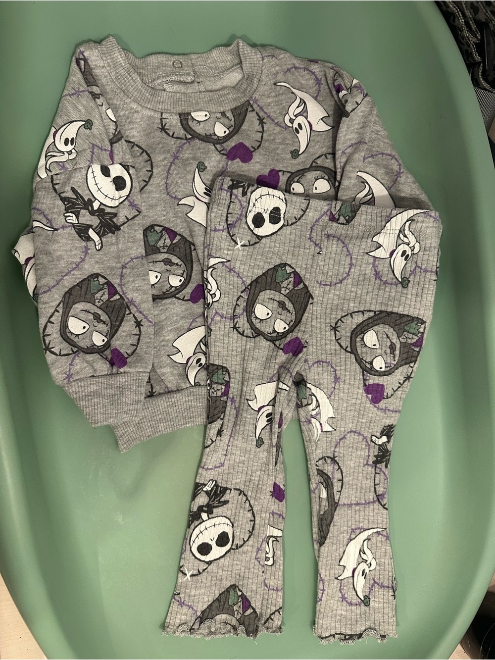 Disney Baby Gray and Purple Character Pajama Set